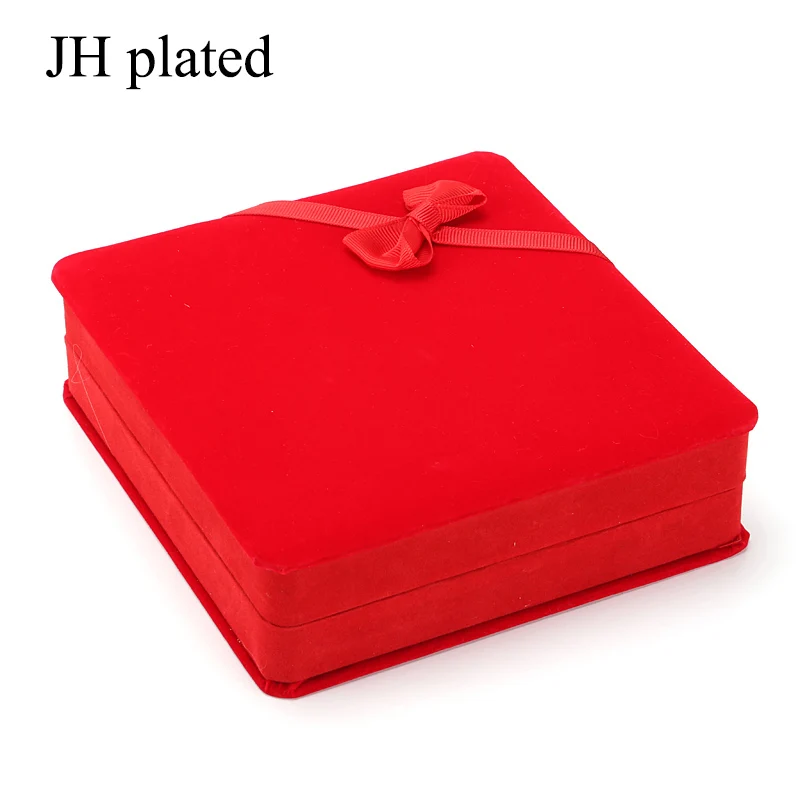 JH plated Flannelette with Bowknot 17.5*16.5*5cm Ring Necklace Earrings bracelet Jewelry sets Gift Box Display Jewelry Case 32pcs jewelry sets display box cardboard necklace earrings ring box 5 8cm gift packaging with sponge can personalized logo