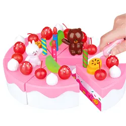 DIY Детская кухня ролевые игры игрушки АБС пластик фруктовый торт крем резка розовый синий девочки еда игрушки подарок