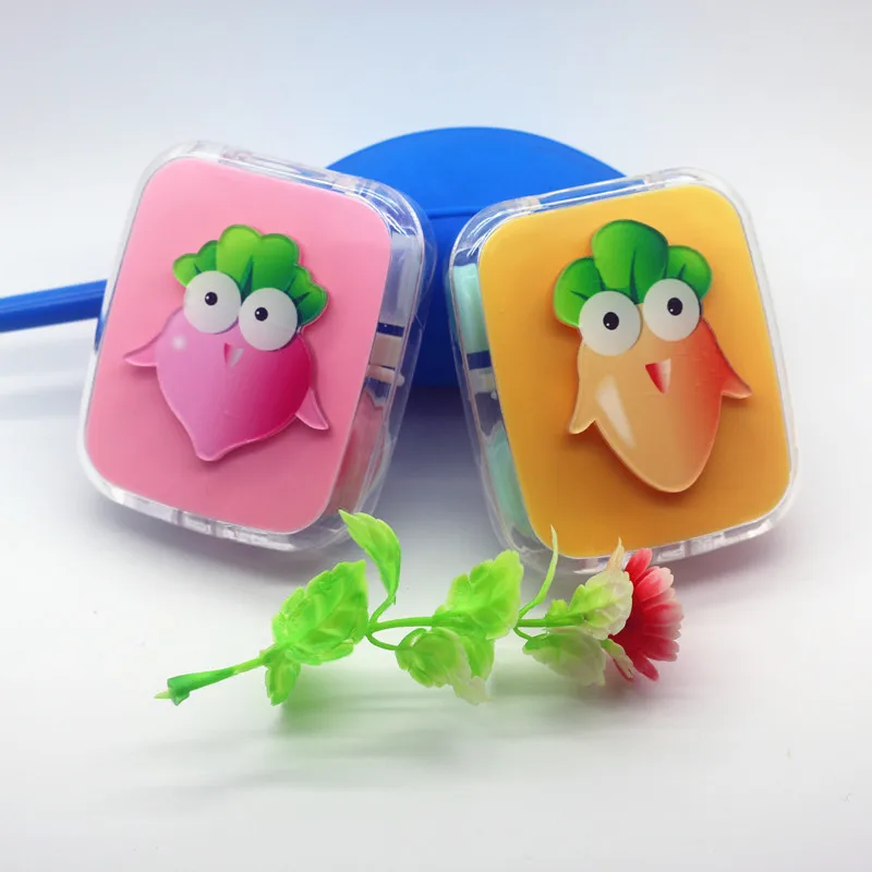 

LIUSVENTINA DIY acrylic cute Radish contact lens case for glasses spectacle case for color lens