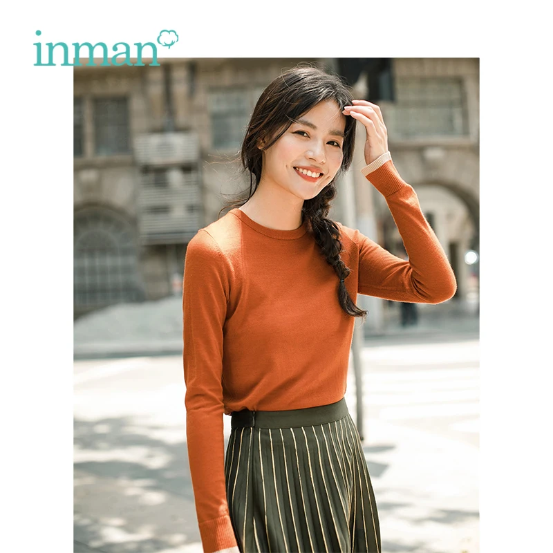

INMAN Autumn Wool Warm Multi-color Women Round Color Pullover Sweater