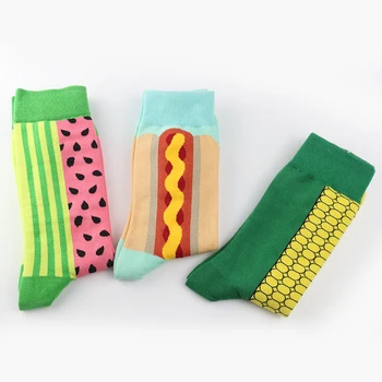 

PEONFLY High Quality Cotton Chaussette Homme Corn Watermelon Food Style Funny Socks Fashion Mens Happy socks