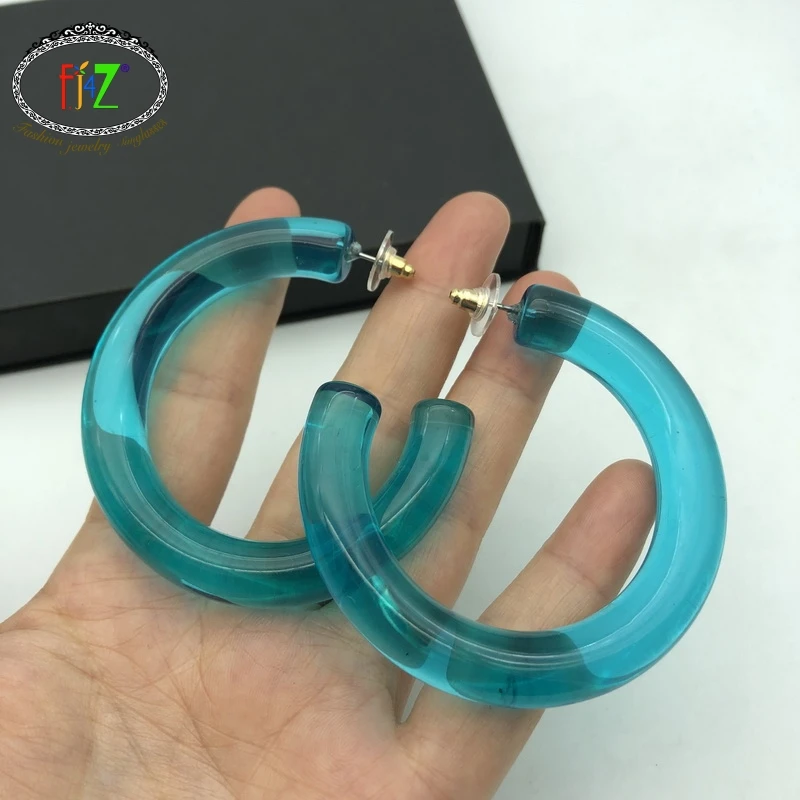 

F.J4Z Hot Sale Heavy Hoop Earrings for Women Fashion Acrylic Big Open C Earring Hoops Femail Accessories Minimalist Jewelry