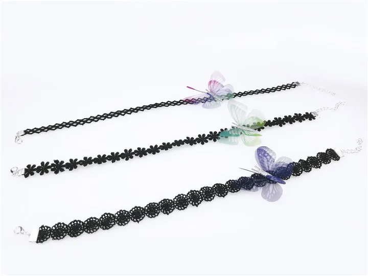 1 10pcs Colorful Butterfly For Wedding Gifts For Guests Lace Choker Necklace Double-Layer Tulle Butterfly Wedding Bridesmaid Decor