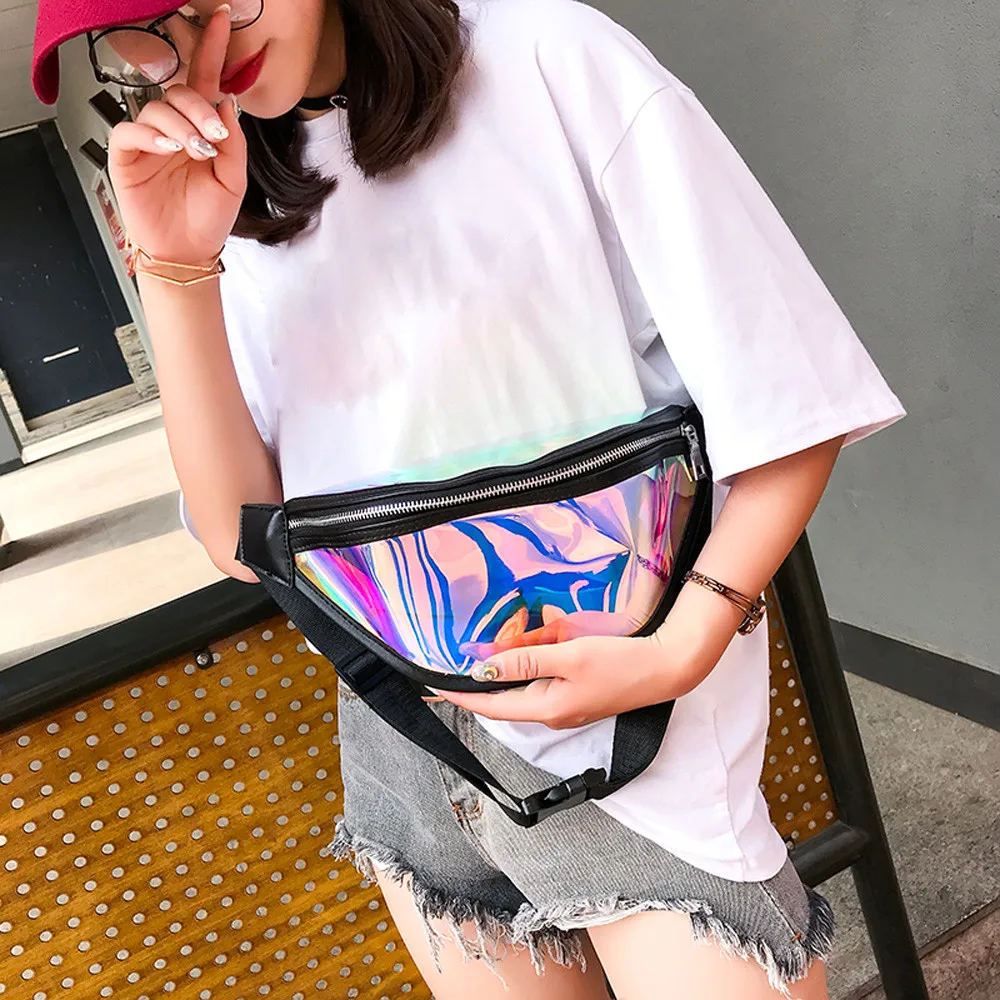 

2019 Women Laser Banana Waist Bag Kidney Fanny Pack Waist Belt Bag Messenger Transparent Shoulder Crossbody Bag Chest Bag j26