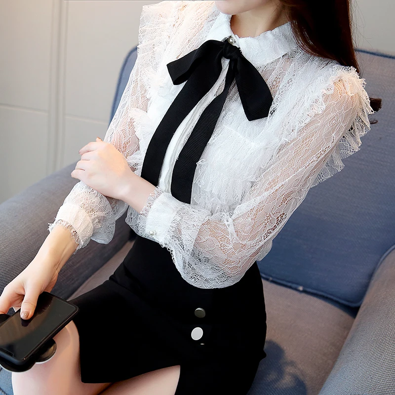 2xl blusas feminina весна лето Стиль Осень 2018 корейские женские новые гофрированные белые