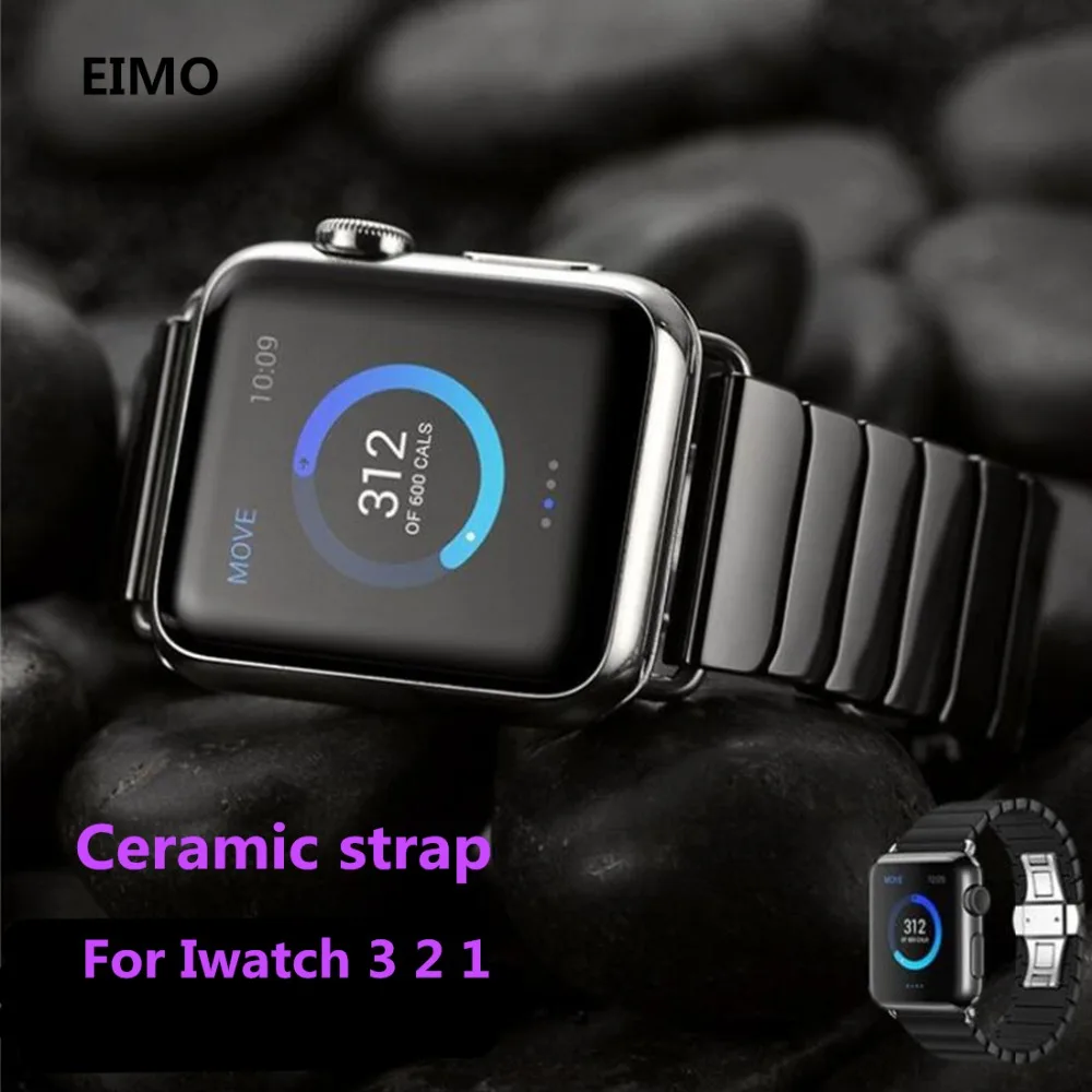 

Ceramics strap For Apple Watch band 42mm 38mm Iwatch series 3 2 1 bracelet watchband Butterfly Buckle Black White Glossy Smart