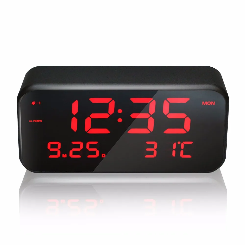 Big Screen Led Music Alarm Clock With Temperature Date And Week Desktop Digital Bedside Clock White Alarm Clock Digital Bedside Clockmusic Alarm Clock Aliexpress