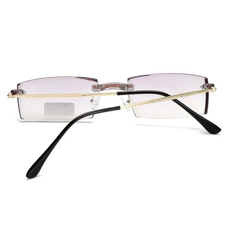 Gold Frame Men Rimless Coating Eyeglasses Finished Myopia Women Anti-blue Light Prescription -1.0 -1.5 -2.0 -2.5 -3.0 -3.5 -4.0