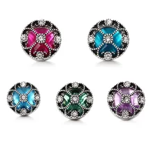 5 Colors Ocean Heart Ginger Snap Button Jewelry 18MM Crystal Snap DIY Girl Personality Party Necklace Wedding Mother’s Day Gift