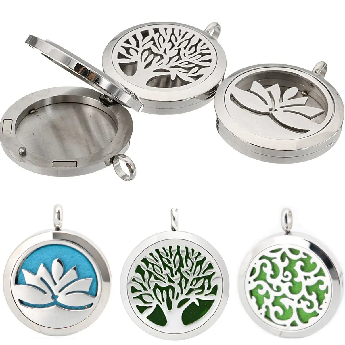 

Perfume 1PC Essential Oils Box Diffuser Locket Stainless Steel Hollow Locket Silver Aromatherapy Lockets Pendant Without Chains