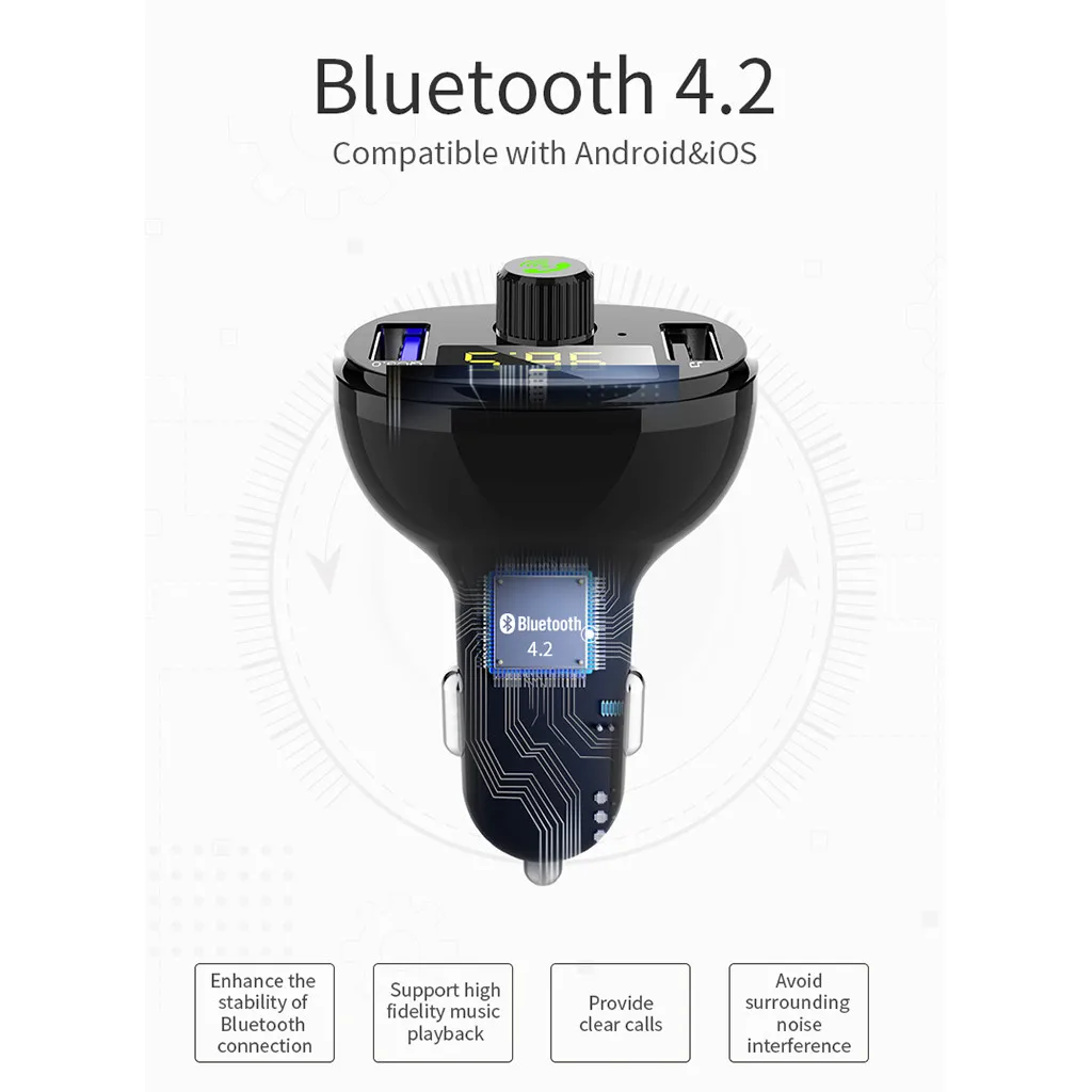 Беспроводной Bluetooth FM передатчик, автомобильный набор, автомобильные инструменты для Д ED цифровой Дисплей Bluetooth MP3 Dual USB Вход TF карты