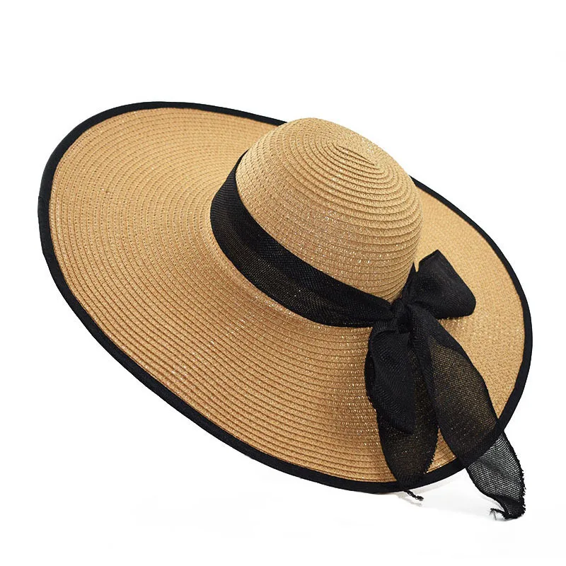

XCZJ Summer Beach Hat Women Panama Straw Caps Wide Brim Visors Casual Hats Lady Brand Hand Made Women Sun Hats Flat Gorras H093