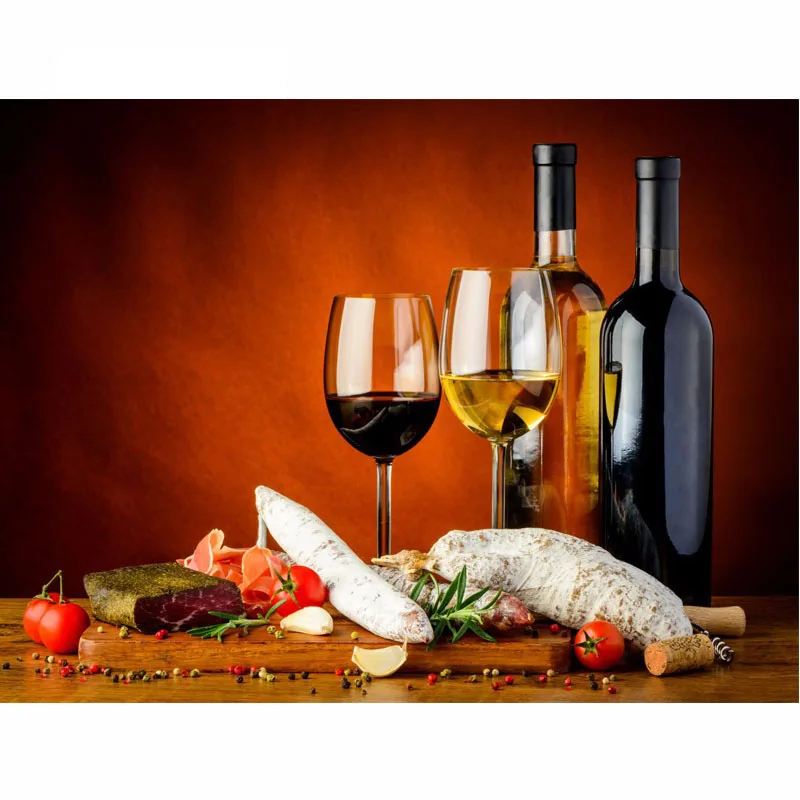 

5D DIY Diamond Painting Wine &Vegetables Cross Stitch Fruits &Cup Needlework Home Decorative Full Square Diamond Embroidery
