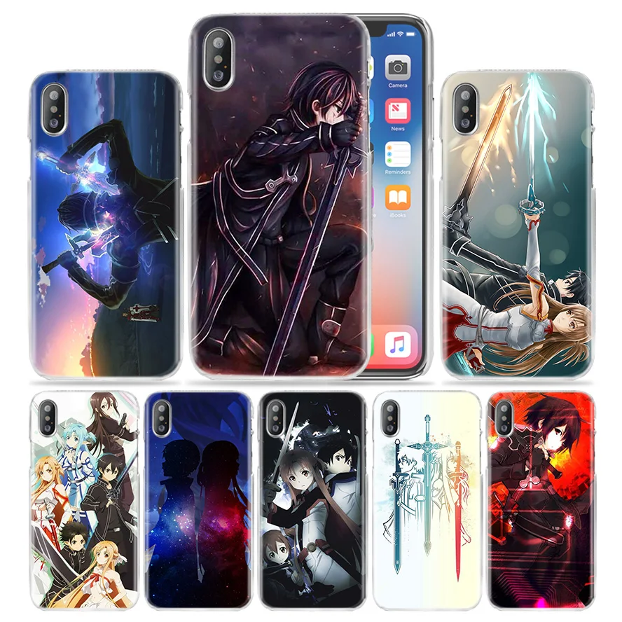 

Case for iPhone XS Max XR X 10 7 7S 8 6 6S Plus 5S SE 5 4S 4 5C Clear Hard Plastic Fundas Phone Cover Coque Sword Art Online SAO