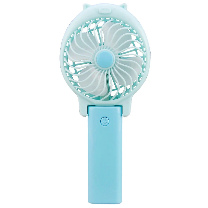 

Portable Handheld Fan Mini Rechargeable Fan Cute Pig Shape Fan Mute Large Wind Fan Blue