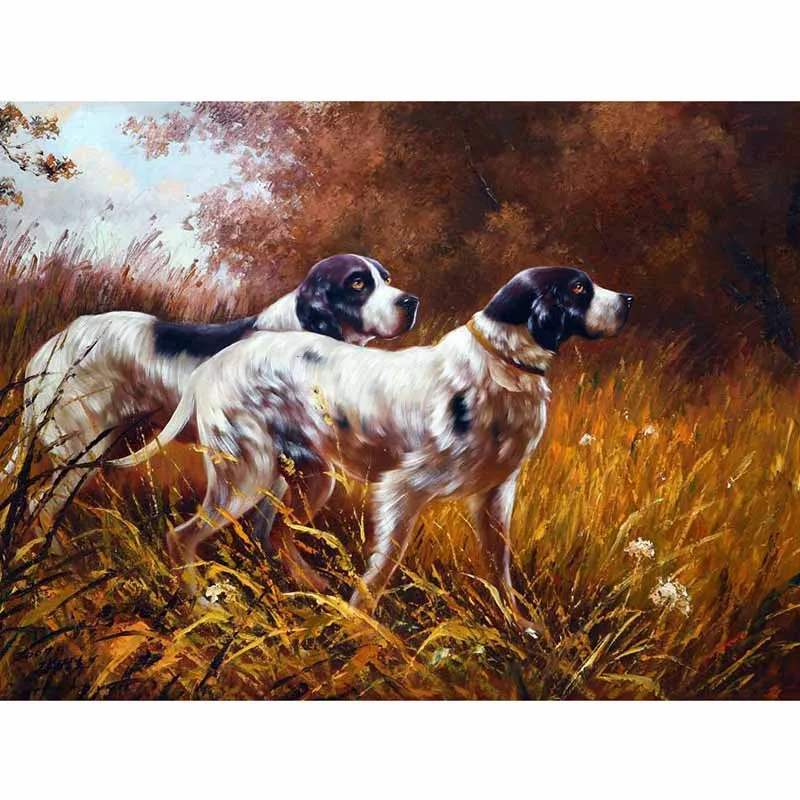 

Art Handmade DIY Diamond Painting Cross Stitch Hunting Dogs Pictuer Home Decor Full Rhinestone Diamond Mosaic Diamond Embroidery
