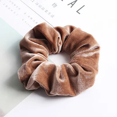 light coffee Роскошные эластичные резинки для волос, мягкие бархатные резинки для волос, конский хвост, Пончик, держатель, эластичная резинка для волос, женские аксессуары для волос - Цвет: light coffee