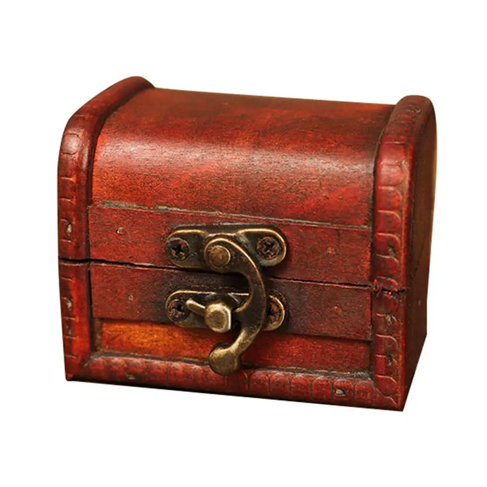 

Stylish Vintage Metal Lock Decorative Trinket Jewelry Storage Box Handmade Classical Wooden Treasure Case Storage Box Organizer2