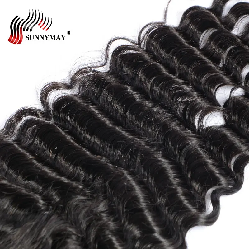 Sunnymay 5x5 Кружева закрытия с средней части глубокая волна бразильские волосы девственницы отбеленные узлы с ребенком волос