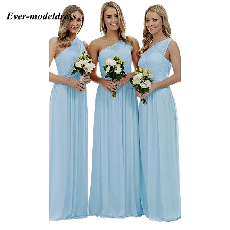 

One Shoulder Chiffon Bridesmaid Dresses 2021 A-Line Long Wedding Party Gowns Cheap Vestidos de fiesta largos elegantes Plus Size