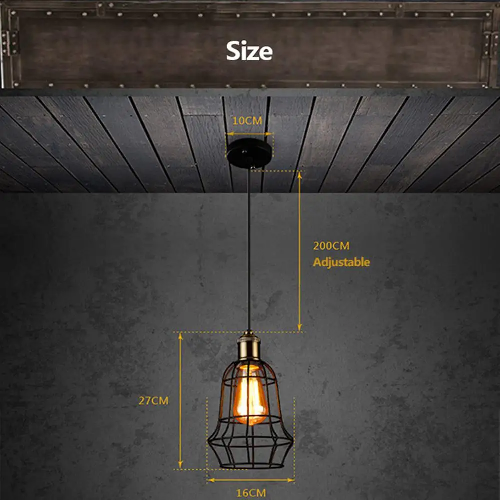 

None Retro E27 Iron Ceiling Lamp Holder Light Case Home Villa Hotel Bar Decoration (without Light Source)