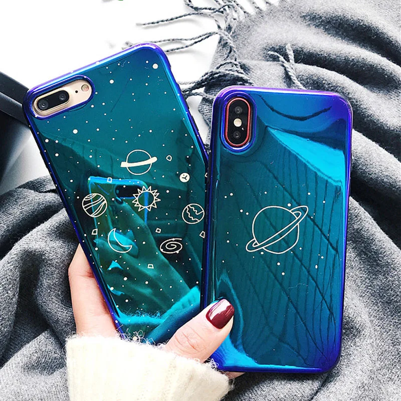 

UBERAY Universe Planet Case For iPhone XS XR XS Max X 8 7 6 6S Plus Retro Blu-Ray Fashion Cartoon Phone Back Cover Cases Gift