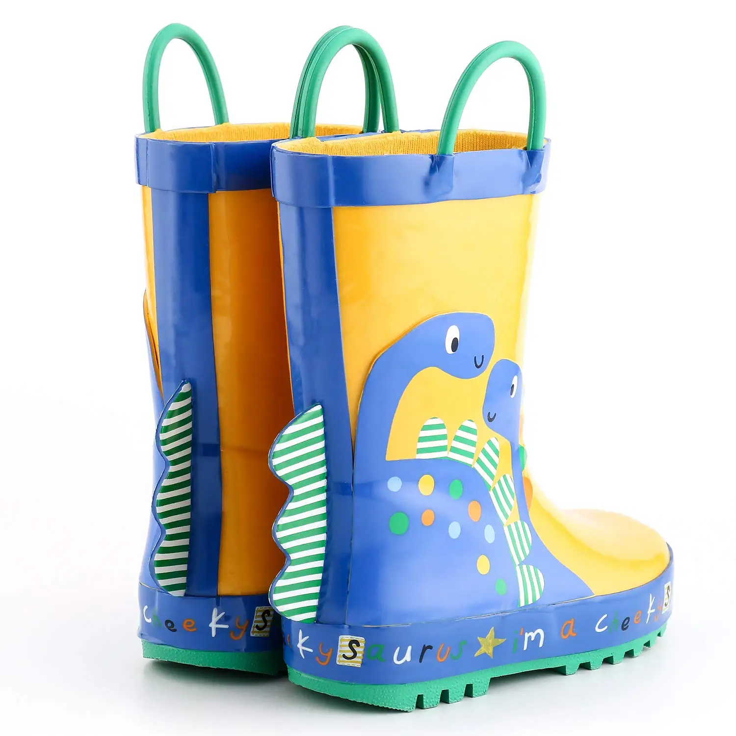 KushyShoo Rain Boots Kids Girl Boy Children's Rubber Boots 3D Dinosaur Baby Cartoon Children's Water Shoes Waterproof Rain Boots