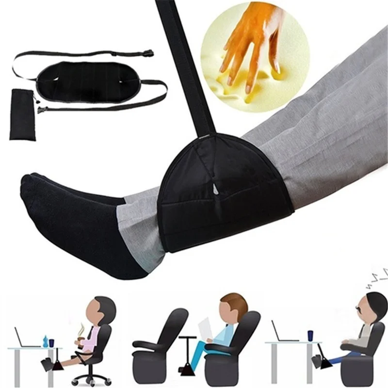 Office Home Foot Hammock Comfy Adjustable Height Foot Rest Travel Outdoor Indoor Black Mini Foot Feet Rest Hammock