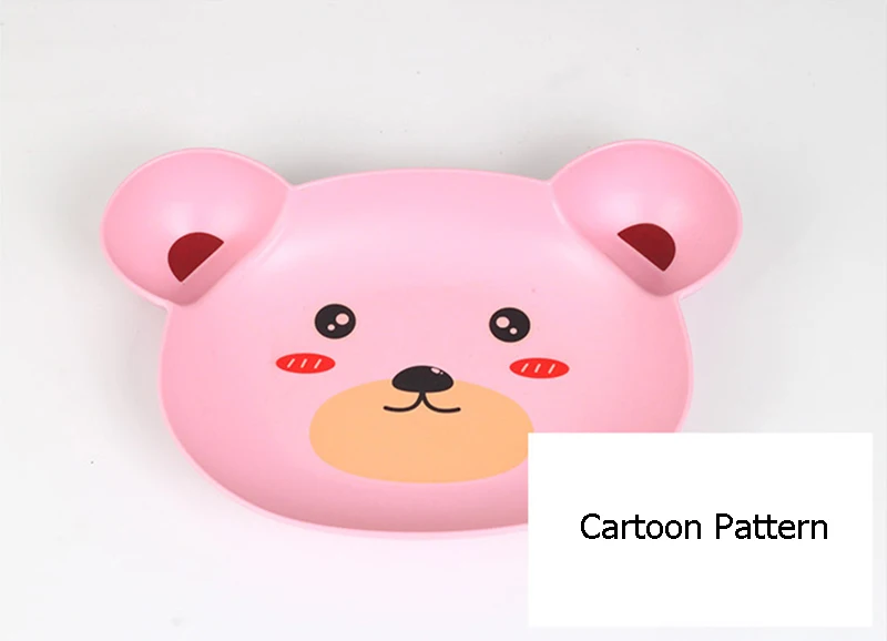 Baby Bamboo Fiber Dinnerware Cartoon Pattern Sub-gird Plates Children Feeding Tableware Irregular Toddler Kids Utensils BB5111 (2)