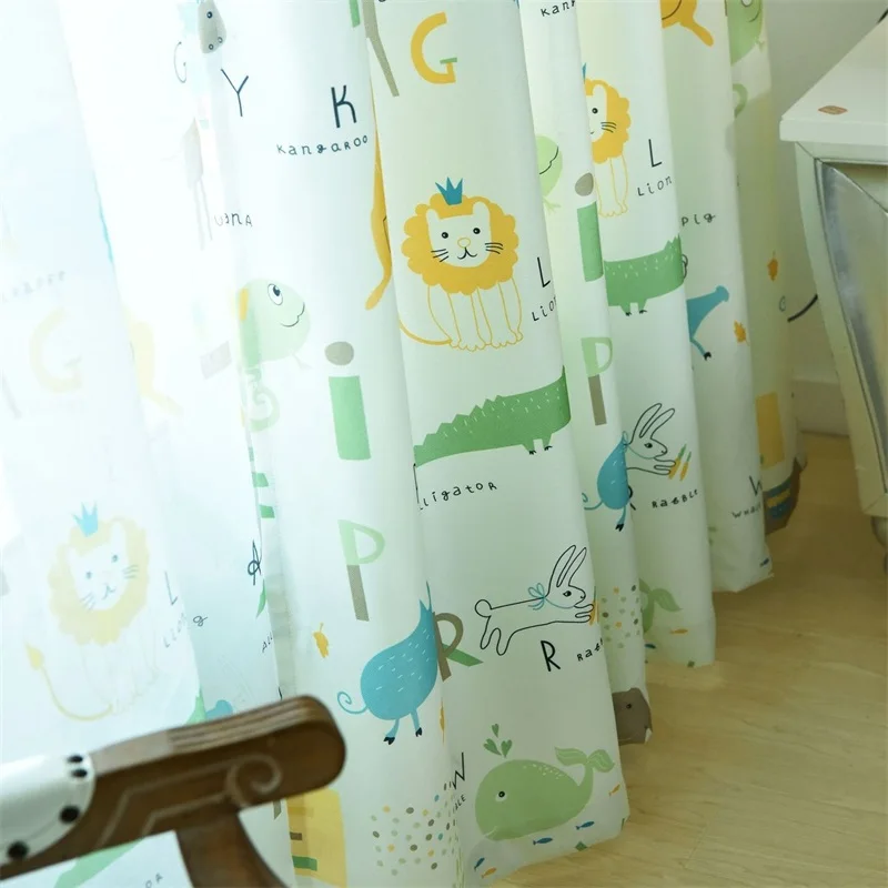 

Children's Cartoon Animal Print Curtains For Kid's Room Boys and Girls Curtain Nursery Semi-blackout Blind Drapes wp213#4