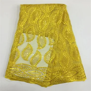 

High Quality Nigerian Lace Fabrics 2017 With Sequins African French Net Lace Fabric Embroidered Tulle Mesh Lace Fabric
