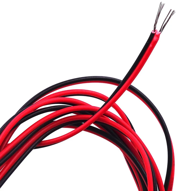 100m UL2468 더블링 와이어 18AWG 20AWG 22AWG 24AWG 26AWG 검정 및 빨강 2 핀 주석 도금 구리 와이어, 납땜 케이블