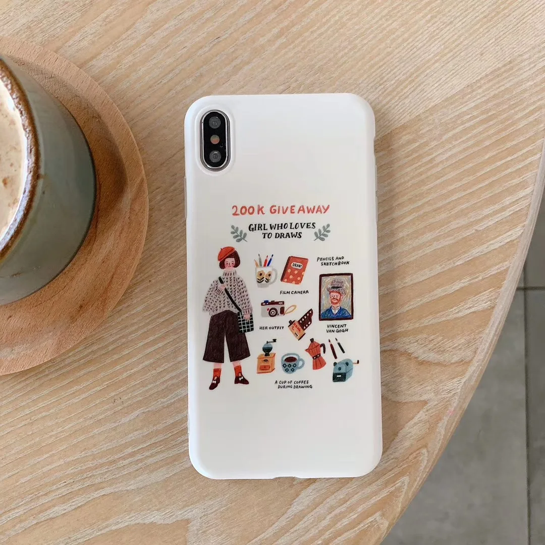 Мультфильм иллюстрация девушка чехол для телефона для Apple iPhone XS MAX XR Капа Мягкая силиконовая задняя крышка для iPhone X 8 7 6 S 6 Plus Coque