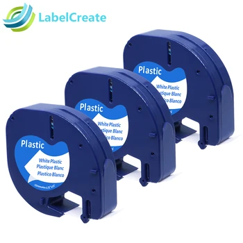 

3pcs Compatible 91201 DYMO LetraTag Tape 91221 91331 Black on White 12mm Plastic DYMO Label maker DYMO LT Label Printer 59422