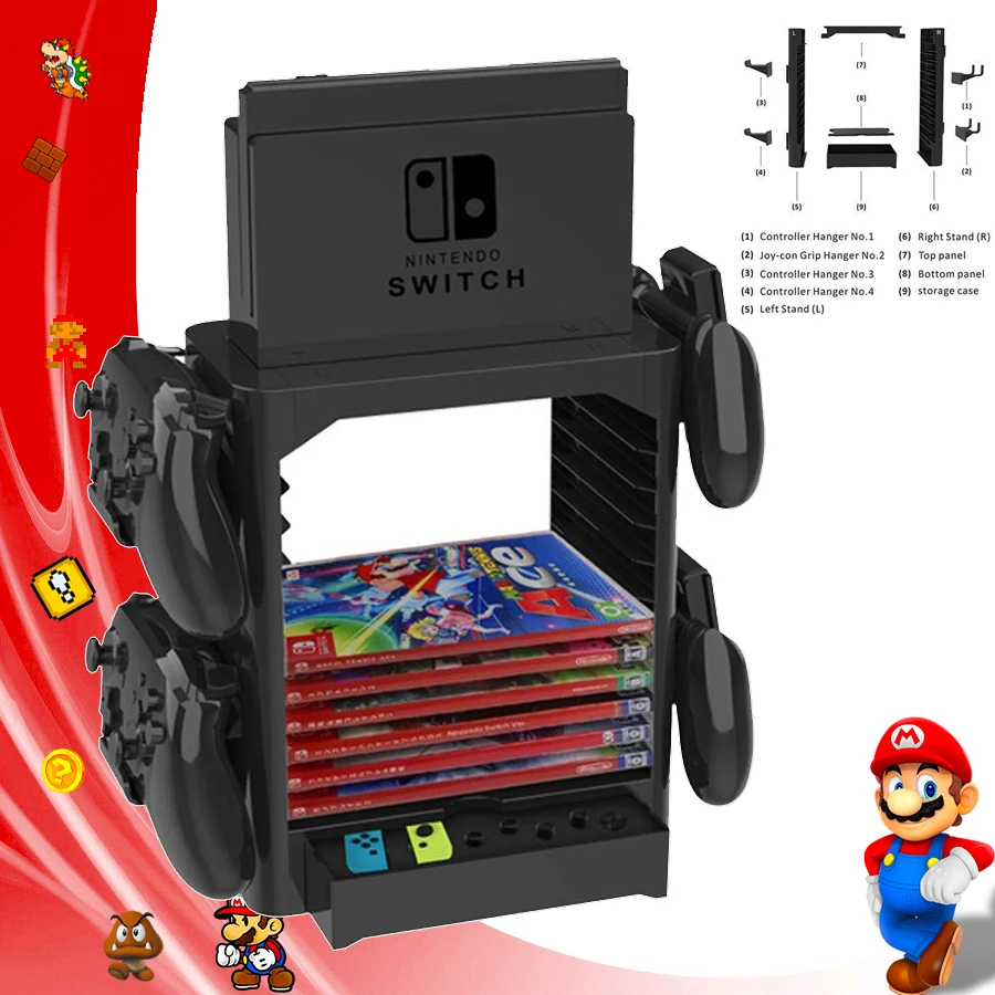 

Nintend Switch Game Accessories Storage Stand 10 Games Disc Controller Holder for Nintendo Nitendo NintendoSwitch Console Joycon