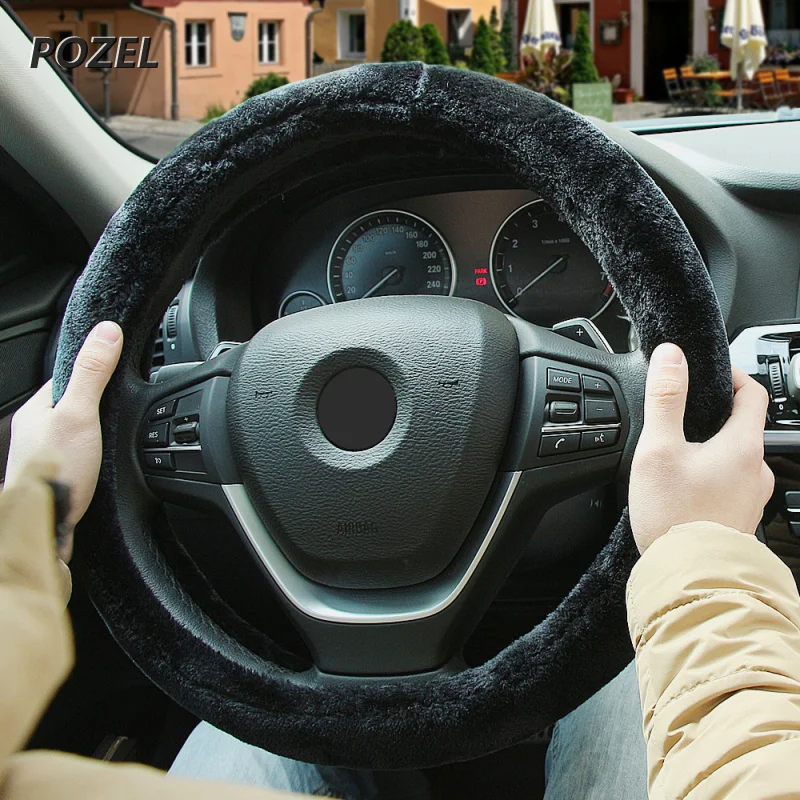 Car Steering Wheel Cover Warm Plush Universal Interior Accessories for
