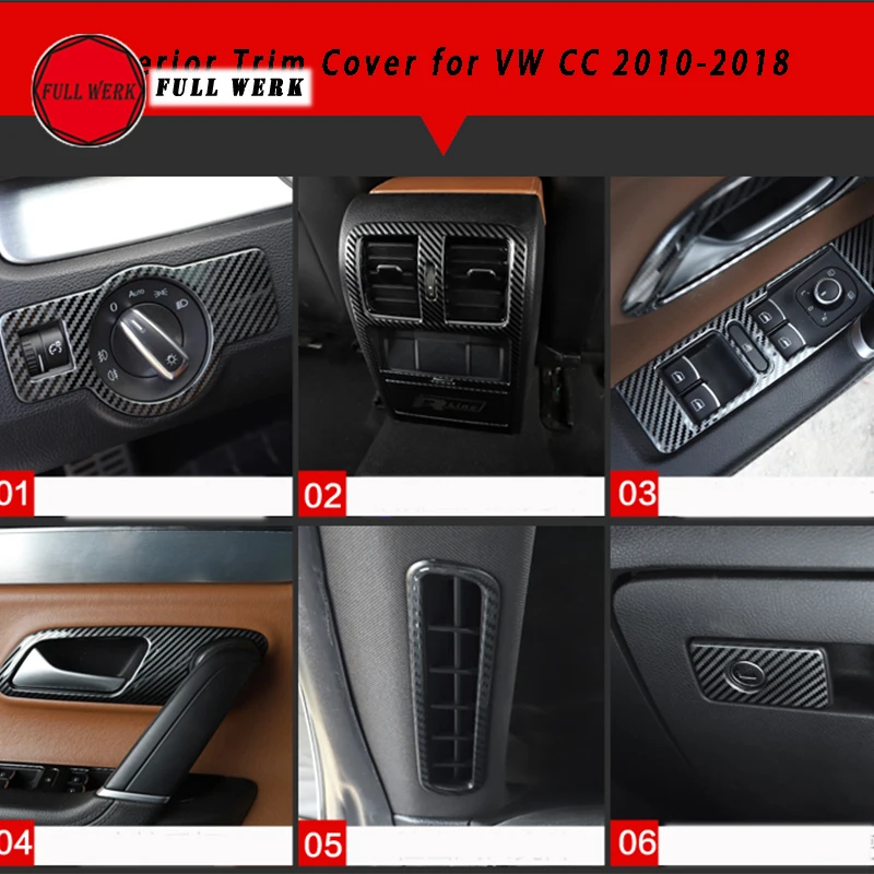 

Epoxy Carbon Fiber Interior Trim Cover Sticker for Volkswagen CC 10-18 Door Handle Air Vent Decoration Car Styling Accessory