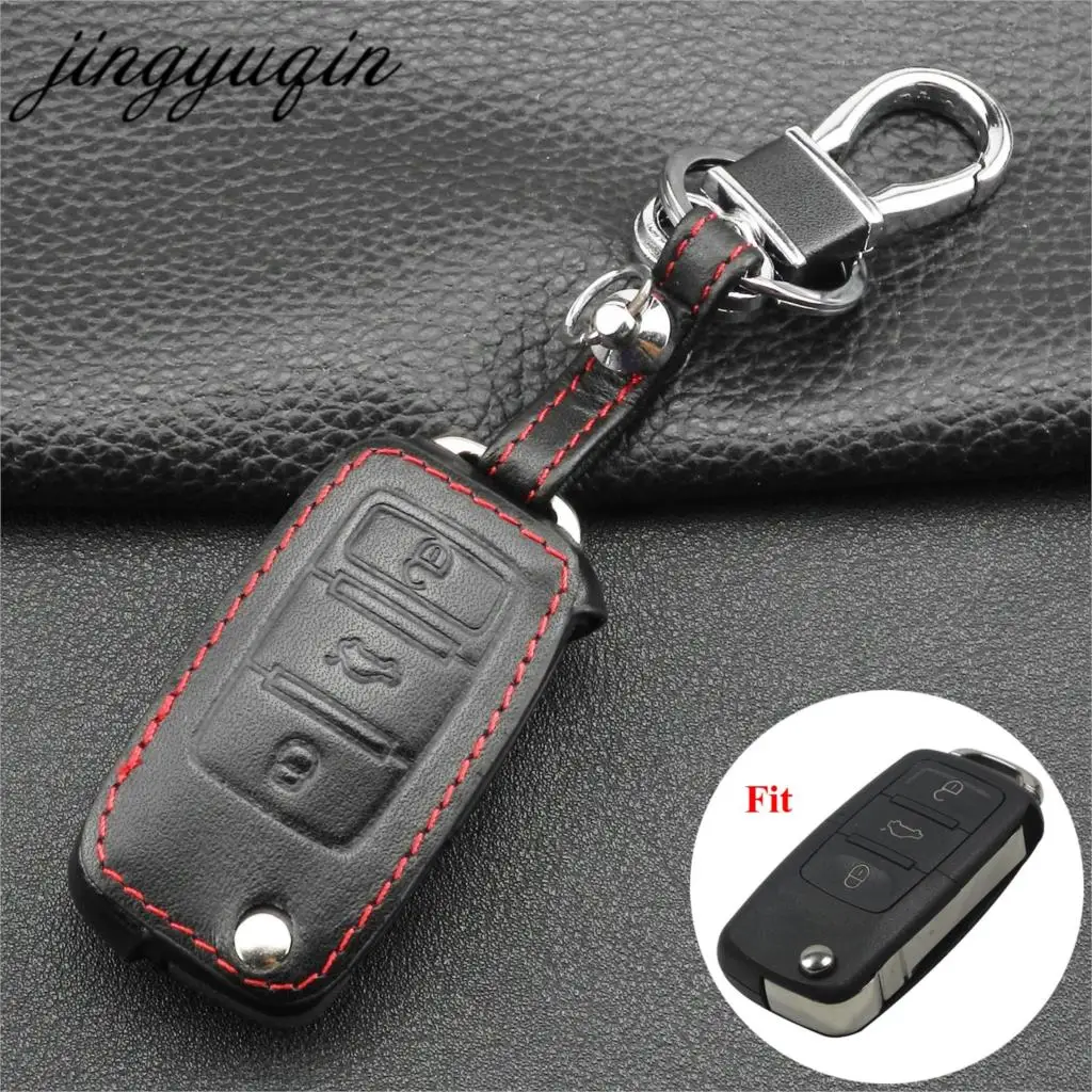 Кожаный чехол для автомобильного ключа jingyuqin VW Passat CC POLO Golf GTI jetta tiguan Gol CrossFox Eos Scirocco