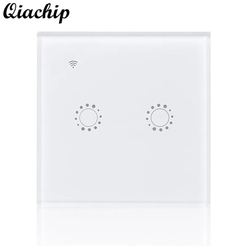 

QIACHIP EU Plug AC 220V WiFi Smart Switch 2 Gang Light Wall Switch APP Remote Control Work With Amazon Alexa Timing Touch Switch