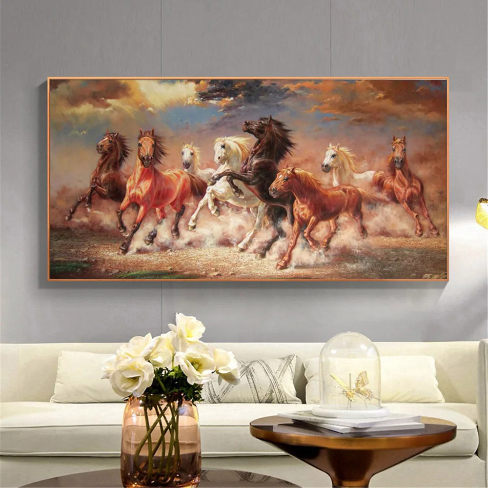 

Animal Poster Horses Gallop Printed on Canvas Painting Retro Chinoiserie Running Horse Wall Painting Home Decor Wall Art Picture