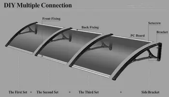 

DS80300-P,80x300CM, DEPTH 80CM, WIDTH 300CM. Strong Home Window Door Canopy, Plastic Support PC Sheet Window Awning Shed Shelter