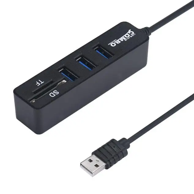 CARPRIE 2 in1 комбо супер Скорость USB 2,0 3 Порты и разъёмы разветвитель+ USB кард-ридер