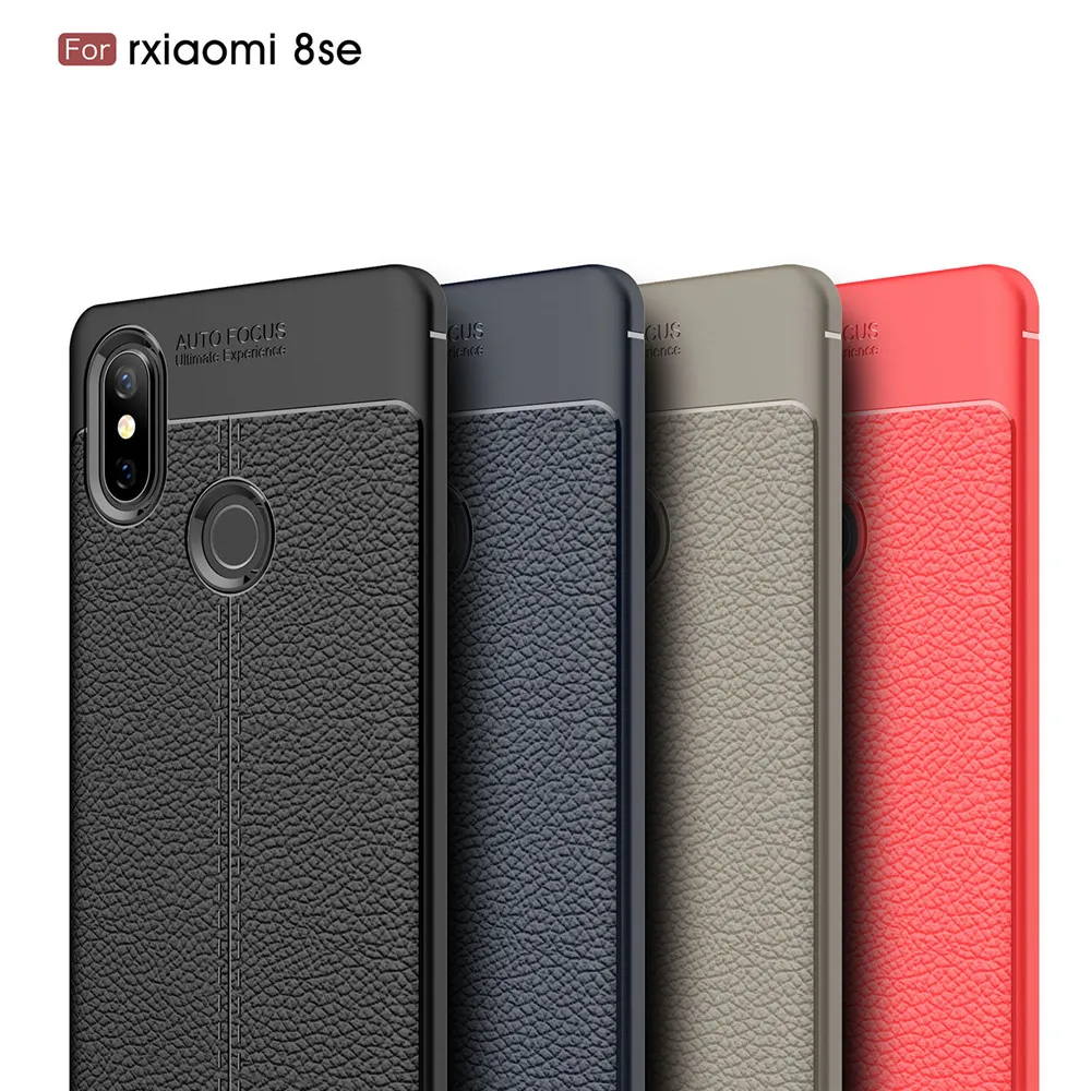 Phone Case for Xiaomi Mi 8 Pro 8SE Bumper Shockproof Soft Matte Skin Litchi Texture Cover Lite Explorer |