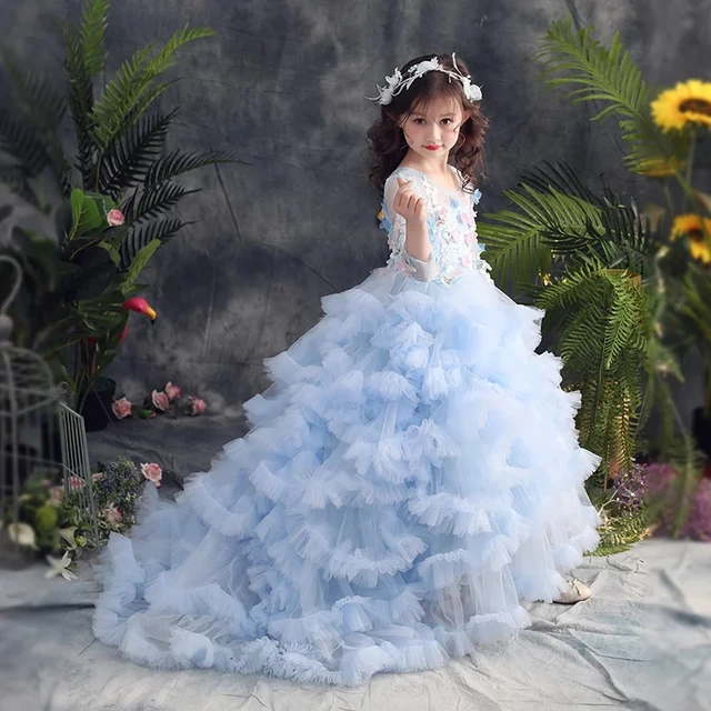 2018summer New Children S Luxury Birthday Evening Party Long 2018summer New Children S Luxury Birthday Evening Party Long Tail Princess Dress Kids Model Show Wedding