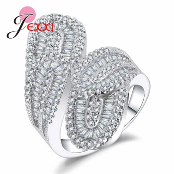 

925 Sterling Silver Ring Women Men Engagement Wedding Sets White color Shining Double Ring Couple Jewelry Retro Gift