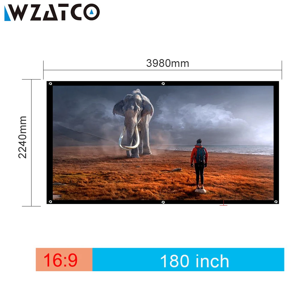 

WZATCO 180inch 16:9 Cheaper Foldable Projection Screen Canvas Fabric Portable Folding Without Frame Screen Projection Screen