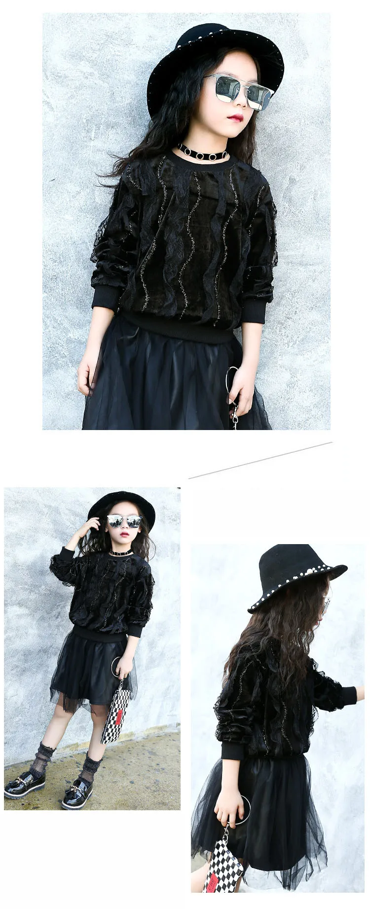 lace patchwork velour little teenage girls t shirts 2017 autumn kids tees black children long sleeve t shirts school clothing  4 5 6 7 8 9 10 11 12 13 14  years old little big teenage girls  long sleeve girls tops t shirt kids girl (7)