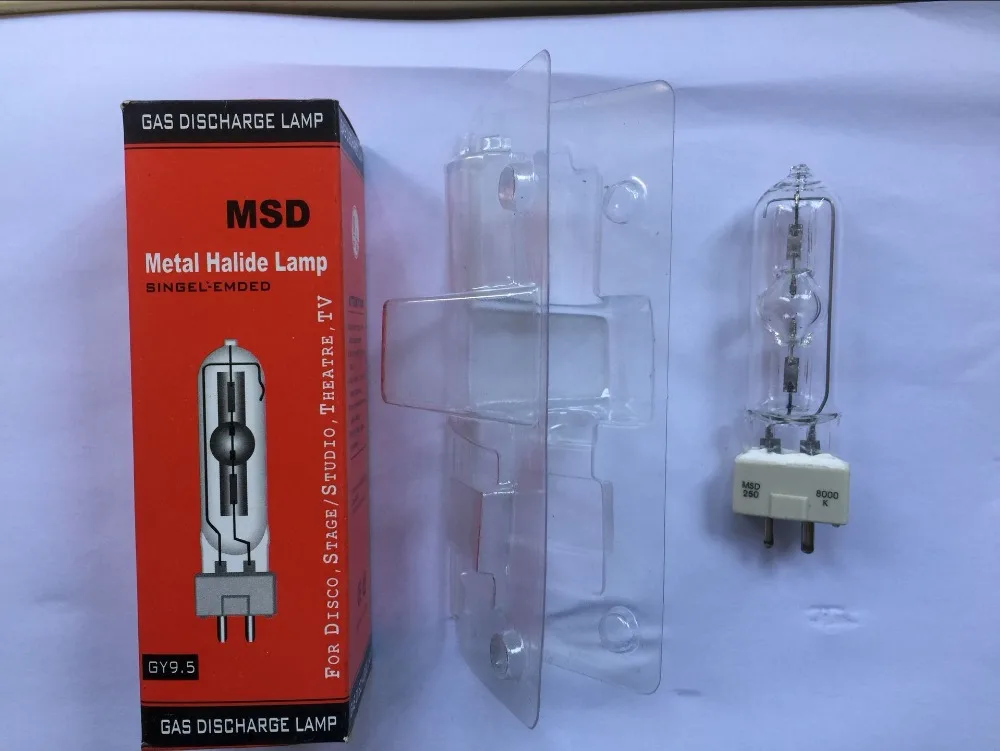 Бесплатная доставка лампы освещения сцены MSD 250/2 MSD250W Вт 90 В MSR лампы NSD 250 Вт 8000 К металлогалогенные лампы перемещение головы огни лампы