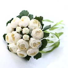 Новые белые свадебные букеты 15 цветов ручной работы розы свадебный подарок сушеные свадебные реквизит свадебные цветы искусственные