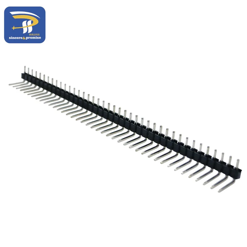40P single row 2.54mm Right Angle Male Single Row Pin Header Connectors 90degree